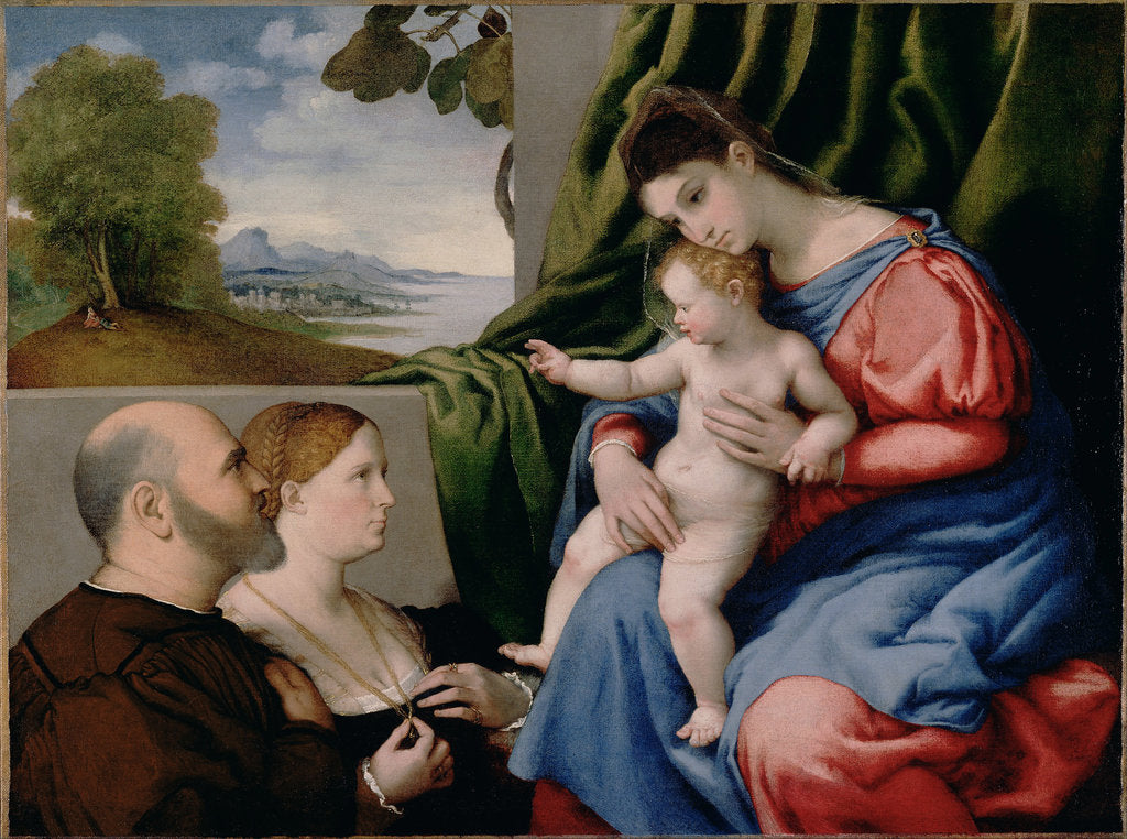 Detail of Madonna with child and two donors, 1525-1530 by Lorenzo Lotto