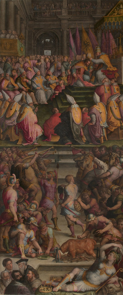Detail of Pope Clement VII crowned Charles V in Bologna, 1556-1562 by Giorgio Vasari