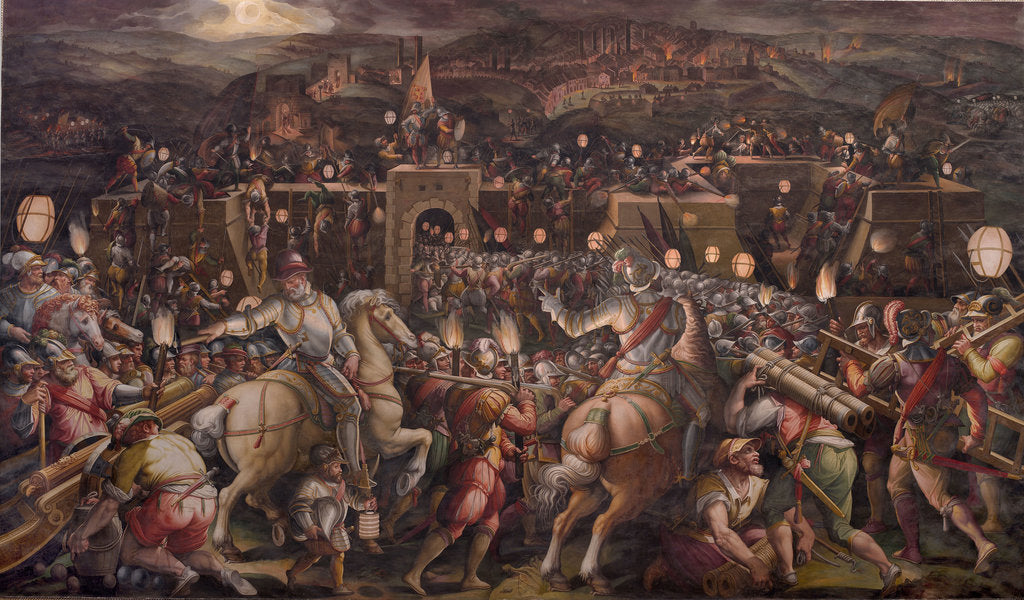 Detail of The storming of the fortress near Porta Camollia in Siena, 1570 by Giorgio Vasari