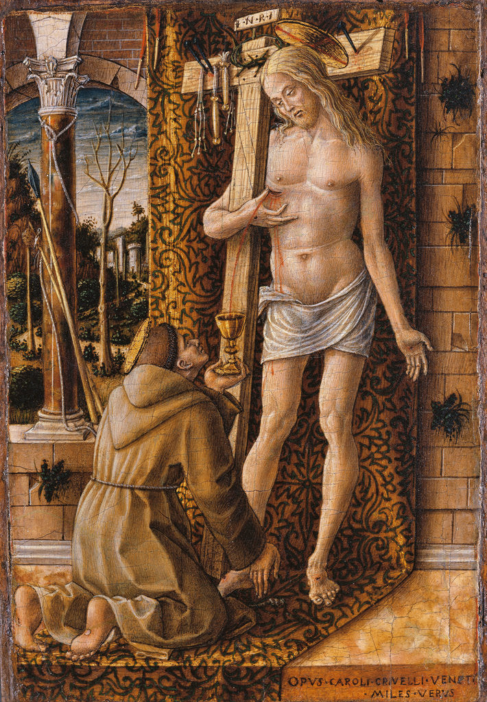 Detail of Saint Francis Catches the Blood of Christ from the Wounds, 1480-1490 by Carlo Crivelli