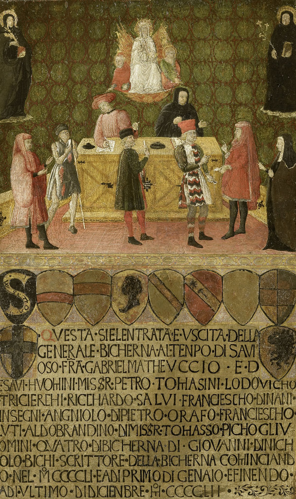 Detail of The office of the tax collector (Biccherna) of Siena, 1451-1452 by Anonymous