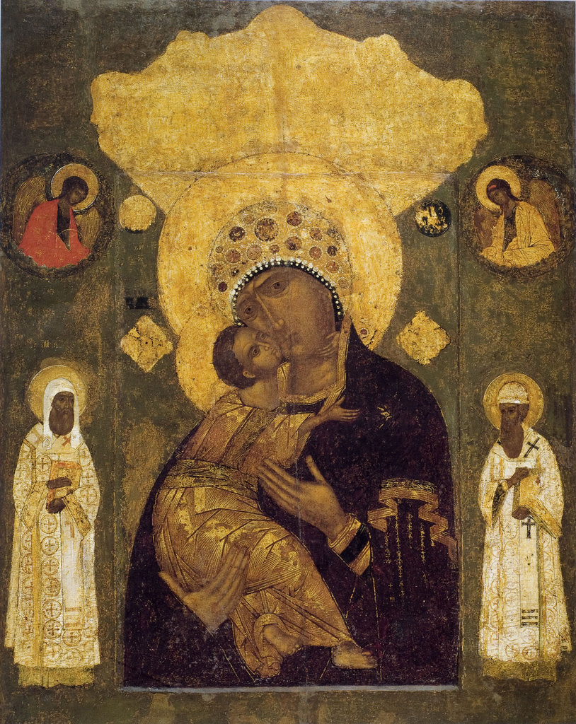 Detail of Mother of God of Volokolamsk, 16th century by Russian icon