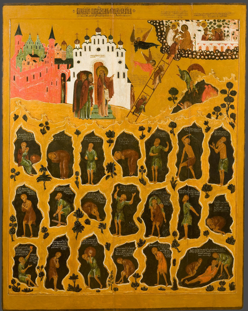Detail of The Vision of Saint John Climacus, 16th century by Russian icon