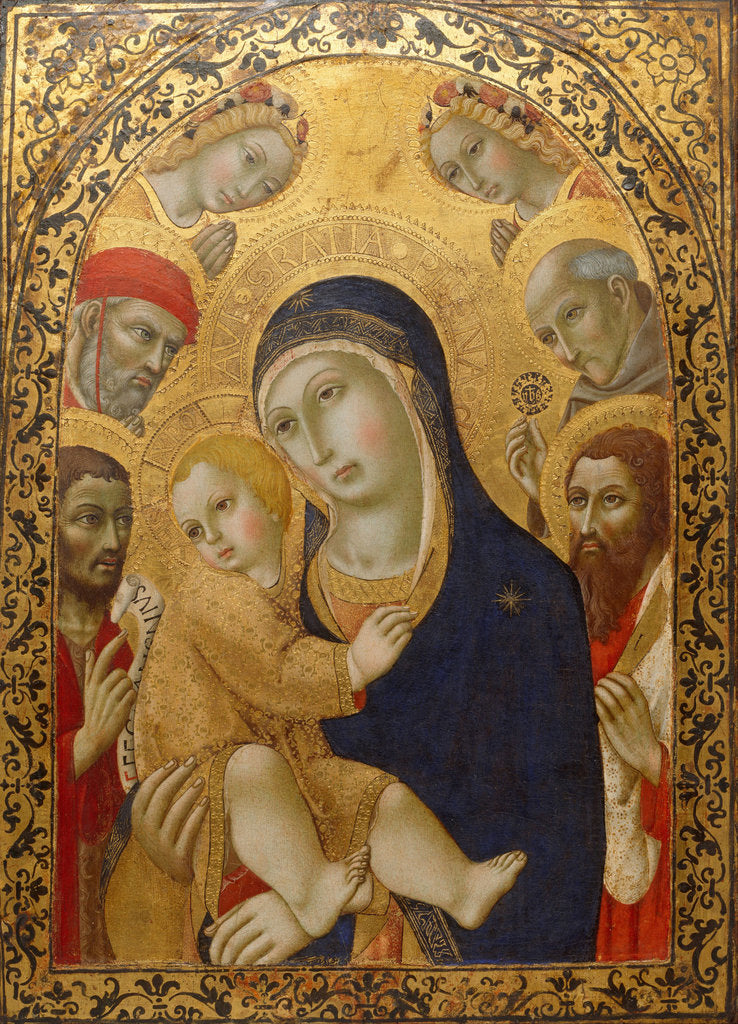 Detail of Madonna and Child with Saints Jerome, John the Baptist, Bernardino and Bartholomew, ca 1450-1475 by Sano di Pietro
