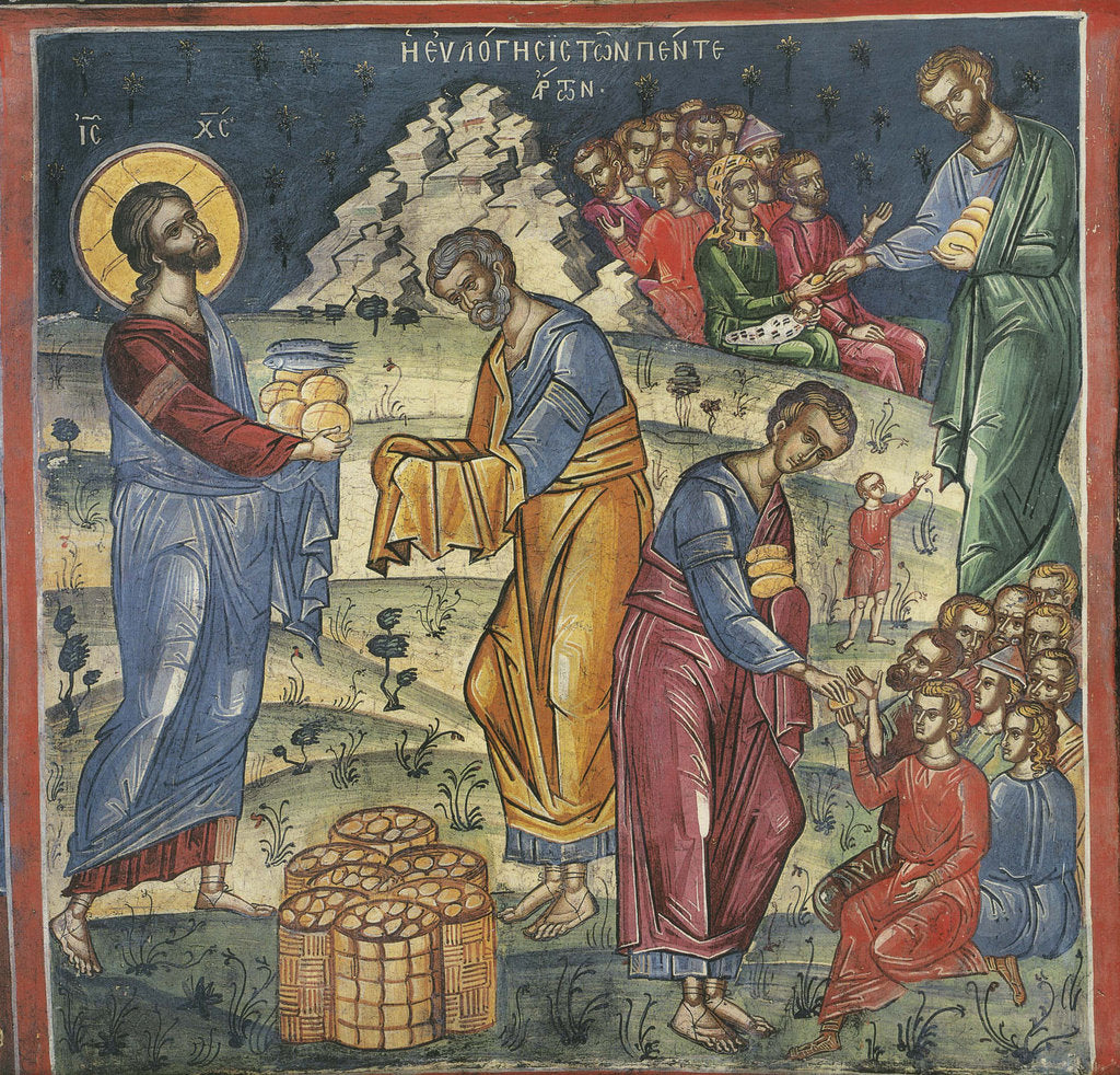 Detail of The Miracle of the Five Loaves and Two Fishes, 16th century by Byzantine Master