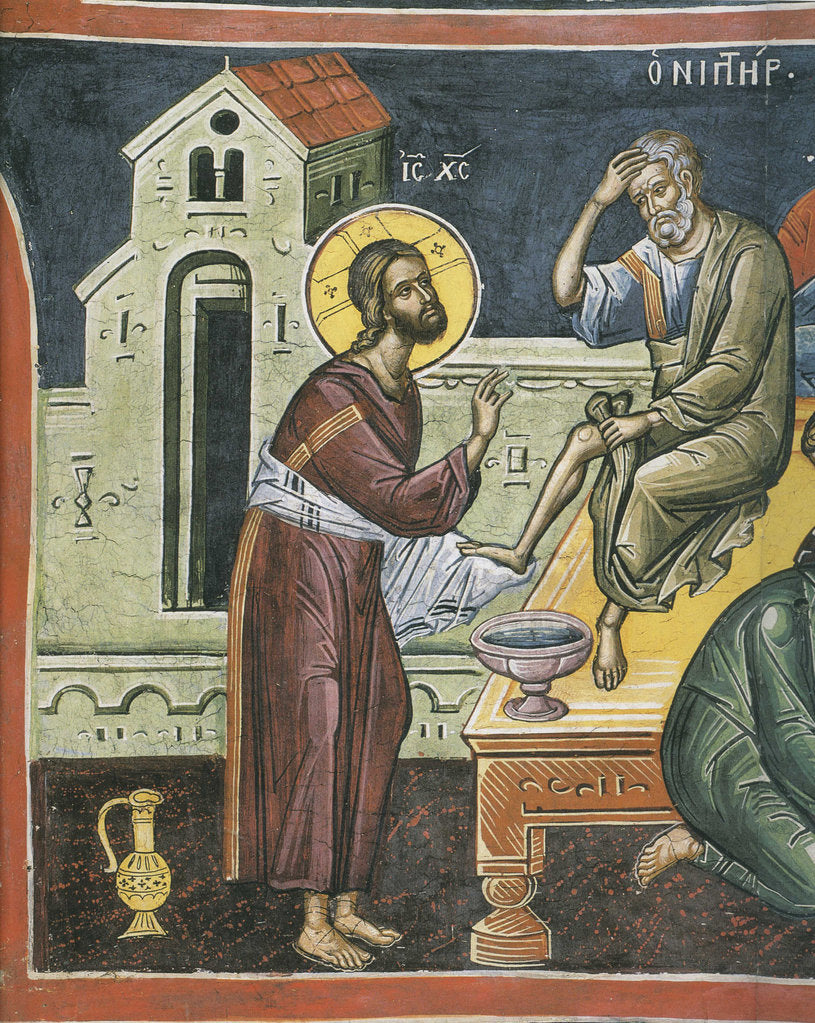Detail of Christ Washing the Feet of the Apostles, 16th century by Byzantine Master