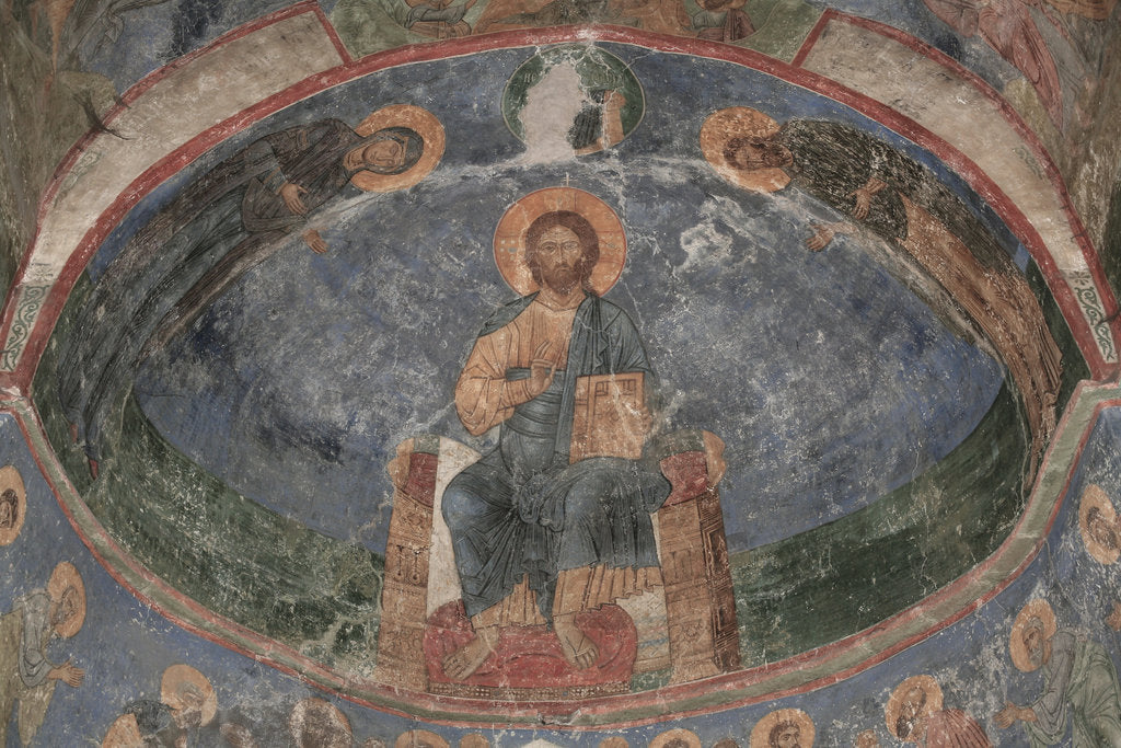 Detail of Christ Enthroned (Saviour of the World), 12th century by Ancient Russian frescos