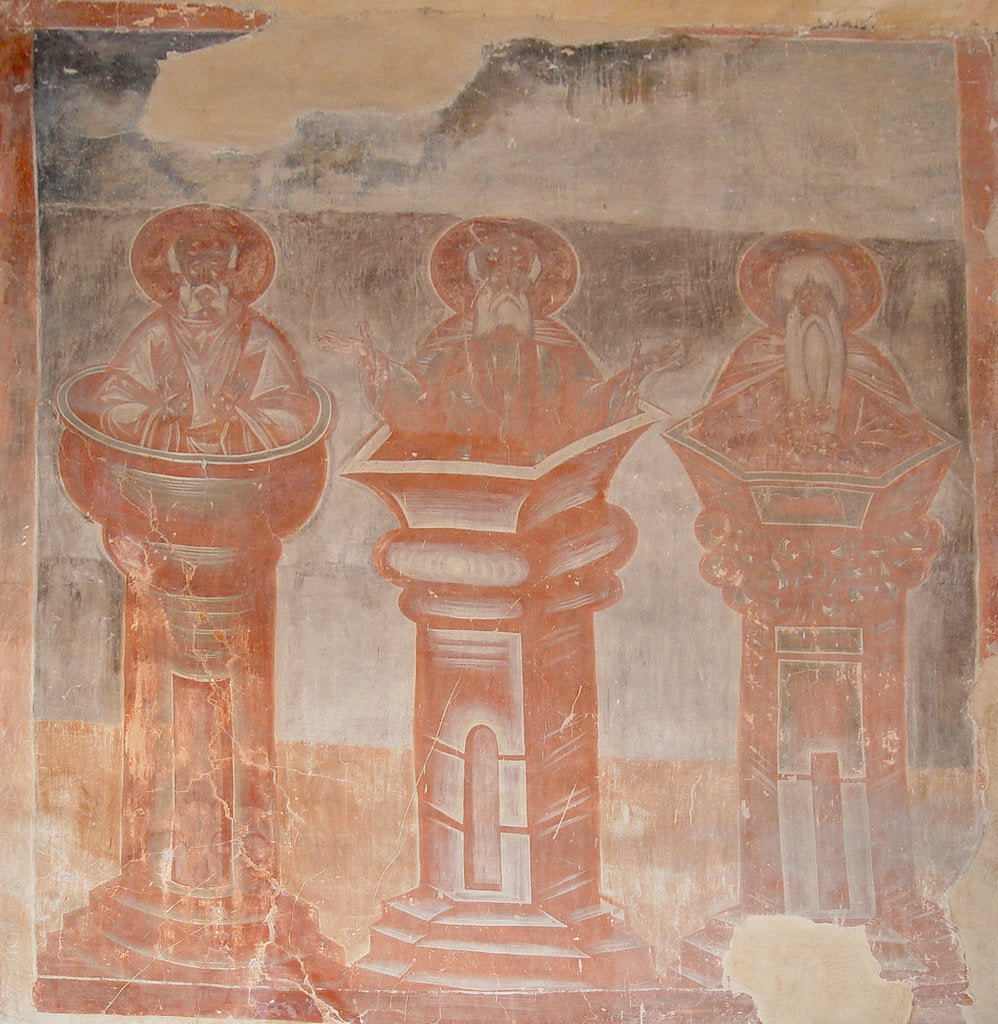 Detail of Saints Simeon Stylites the Elder, Simeon Stylites the Younger and Alypius the Stylite, 1378 by Theophanes the Greek