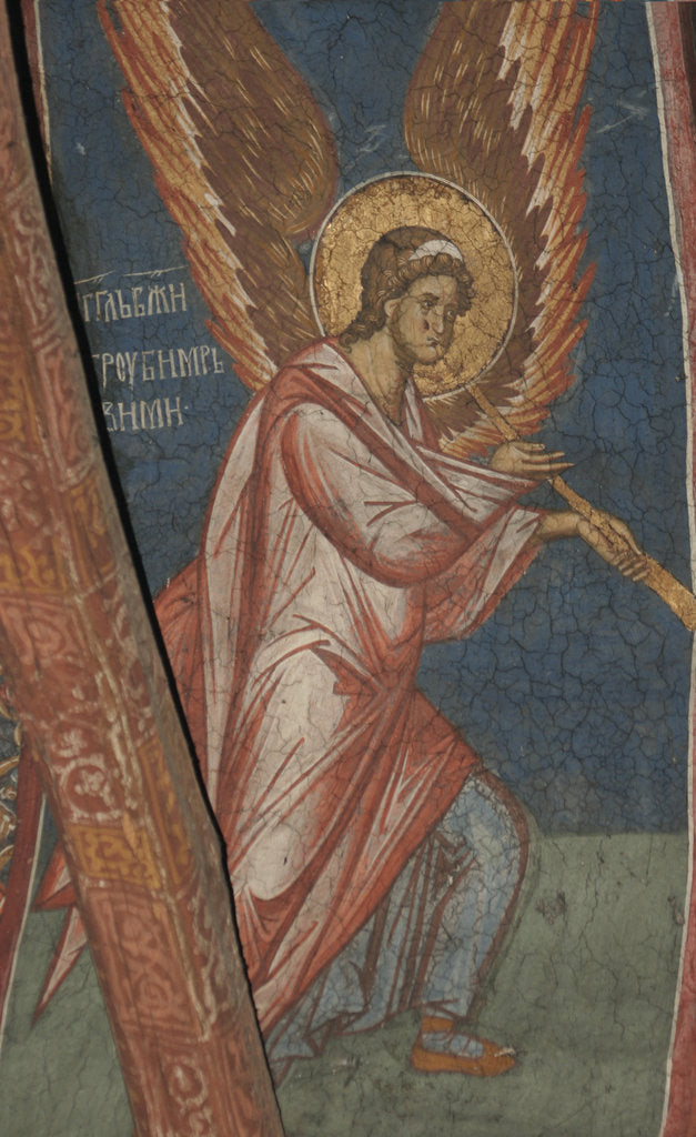 Detail of Angel with trumpet, ca 1350 by Anonymous