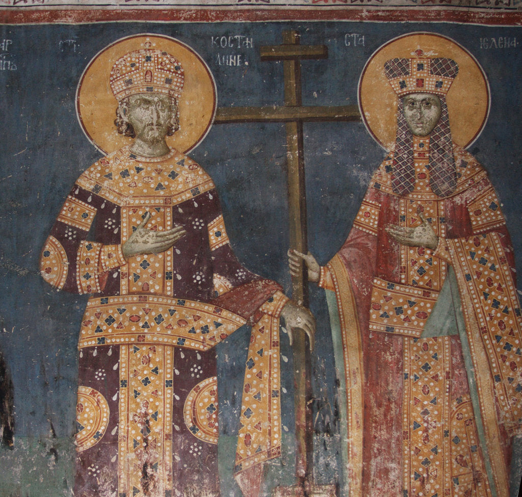 Detail of Exaltation of the Cross. Saints Constantine the Great and Helena, 1321-1322 by Anonymous