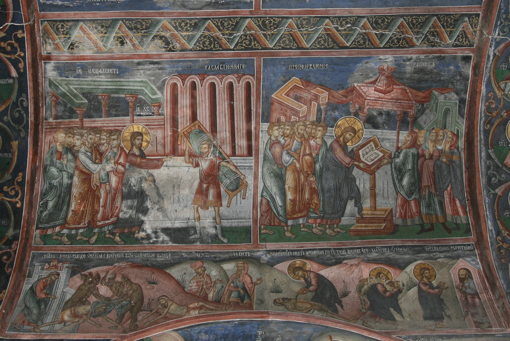 Detail of The Healing at Capernaum and other scenes from the Life of Christ, 14th century by Anonymous