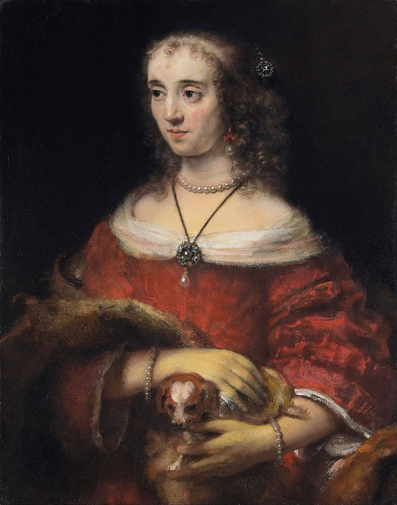 Detail of Portrait of a Lady with a Lap Dog, ca 1665 by Rembrandt van Rhijn