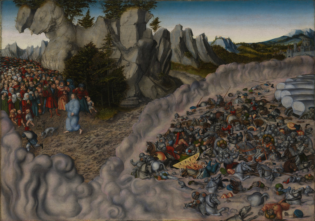 Detail of The Crossing of the Red Sea (Pharaohs Hosts engulfed in the Red Sea), 1530 by Lucas Cranach the Elder