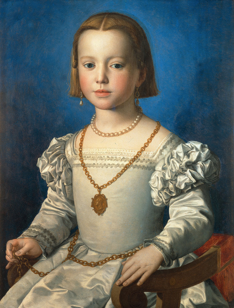 Detail of Portrait of Bia de Medici, 1542 by Agnolo Bronzino