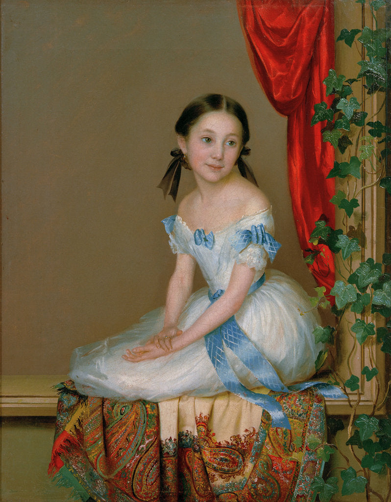 Detail of Girl with a cashmere scarf (Portrait of Princess Abamelek-Lazareva), after 1839 by Robert Schwede