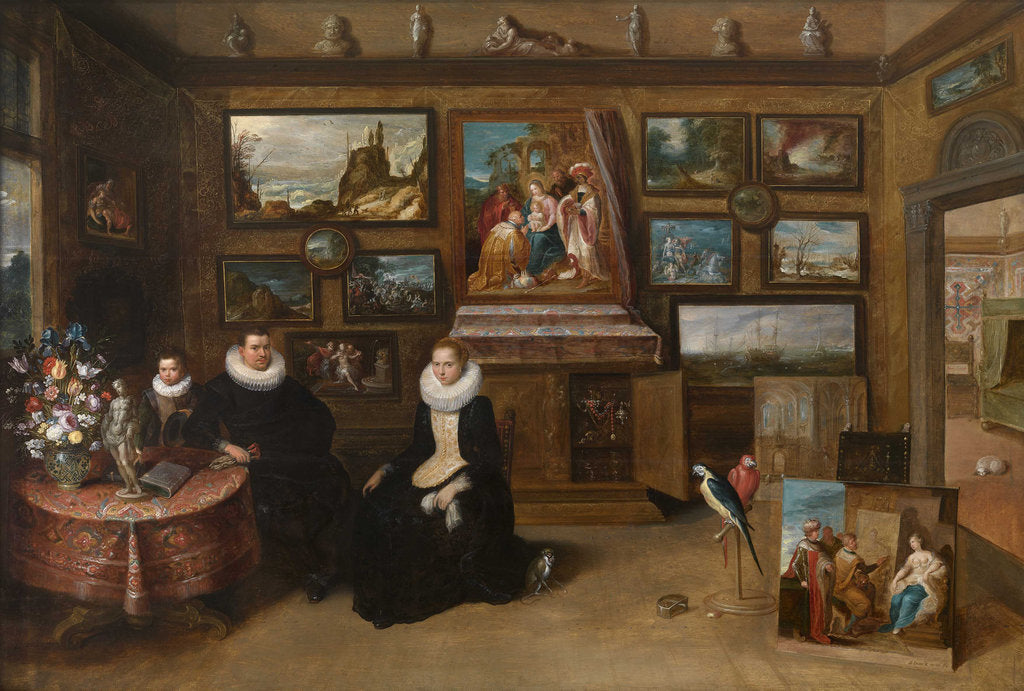 Detail of The Kunstkammer with a married couple and their son, First third of 17th cen by Frans Francken the Younger