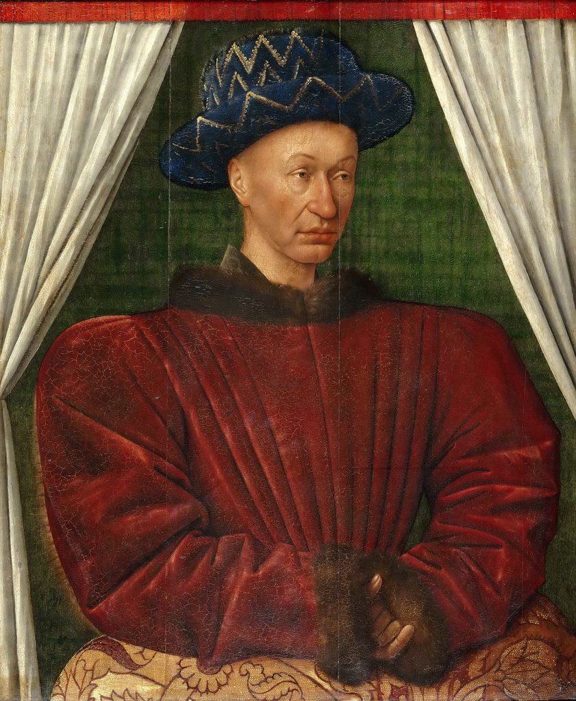 Detail of Portrait of the King Charles VII of France, 1445-1450 by Jean Fouquet