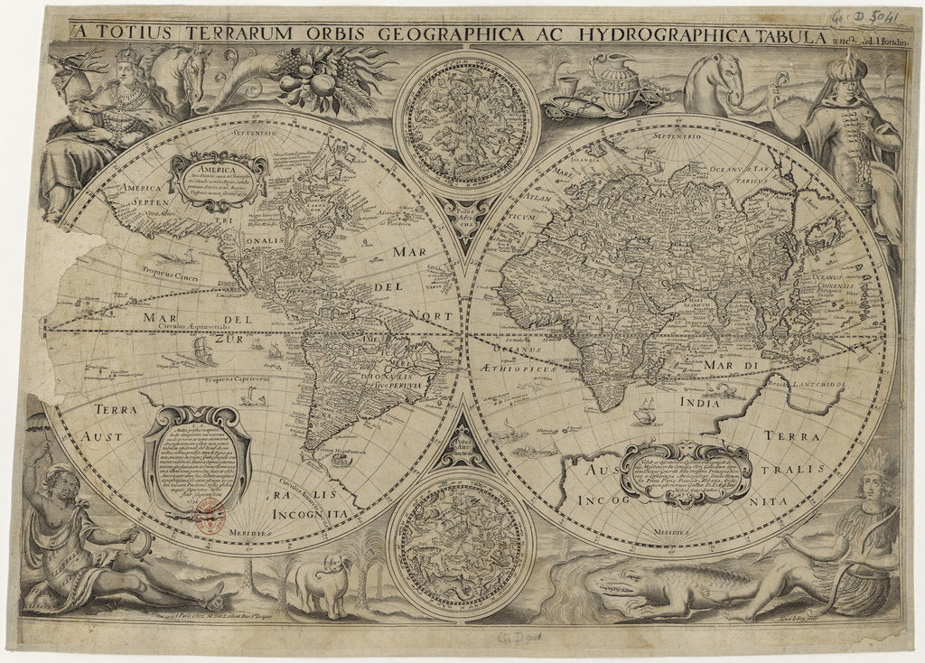 Detail of Nova totius terrarum orbis geographica ac hydrographica tabula (Map of the world), 1631 by Jodocus Hondius