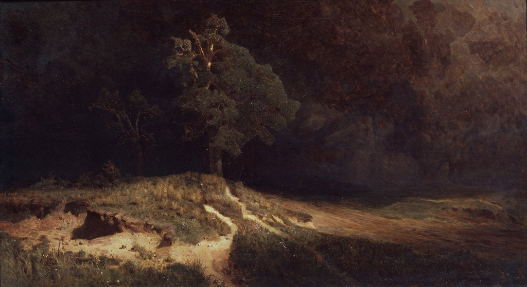 Detail of Before a storm, 1882 by Mikhail Alexandrovich Karyakin