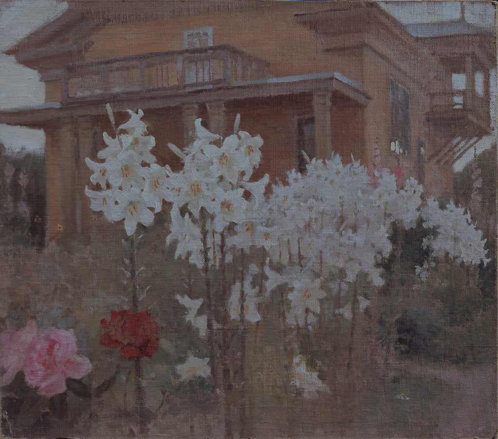 Detail of Evening of the lilies, 1901 by Jakov Jakovlevich Kalinichenko