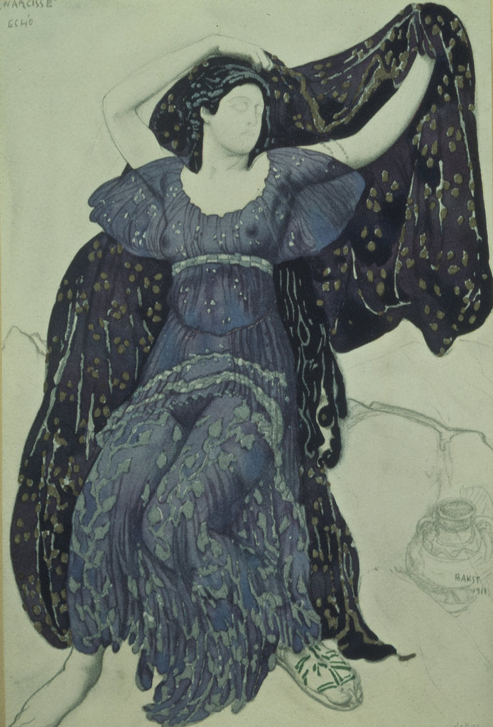 Detail of Nymph Echo. Costume design for the ballet Narcisse by N. Tcherepnin, 1911 by Léon Bakst