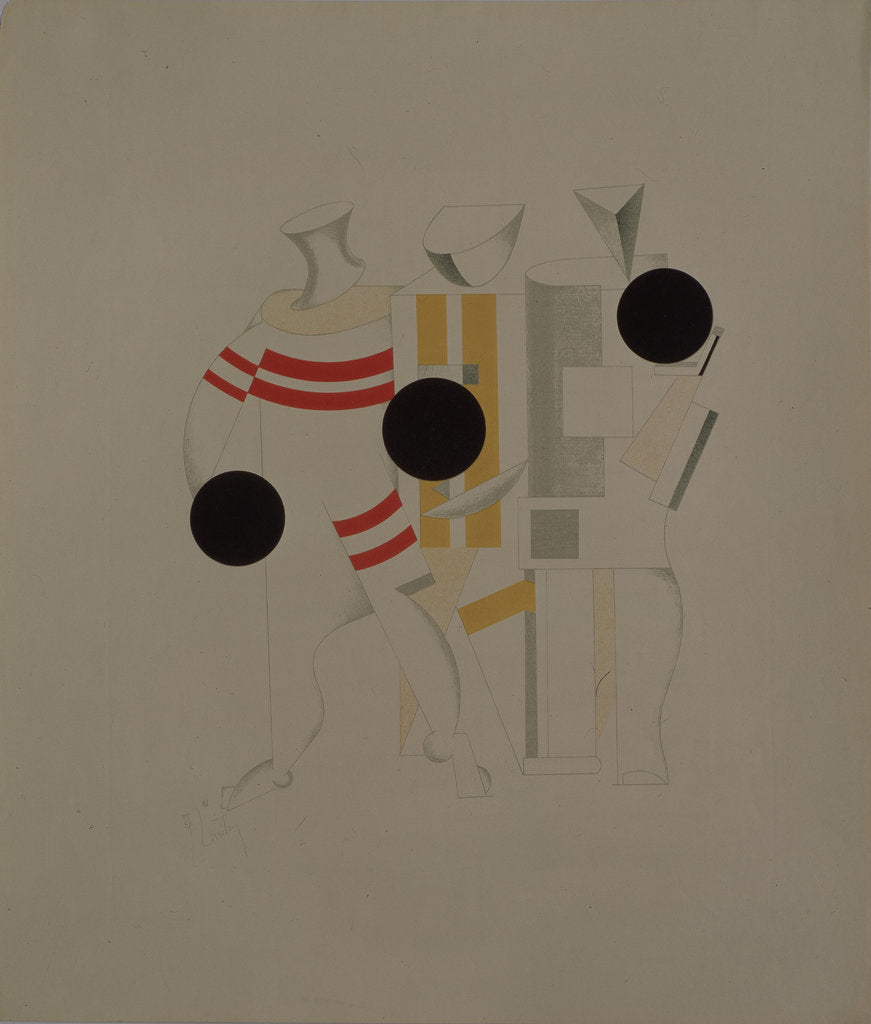 Detail of Sportsmen. Figurine for the opera Victory over the sun by A. Kruchenykh, 1920-1921 by El Lissitzky