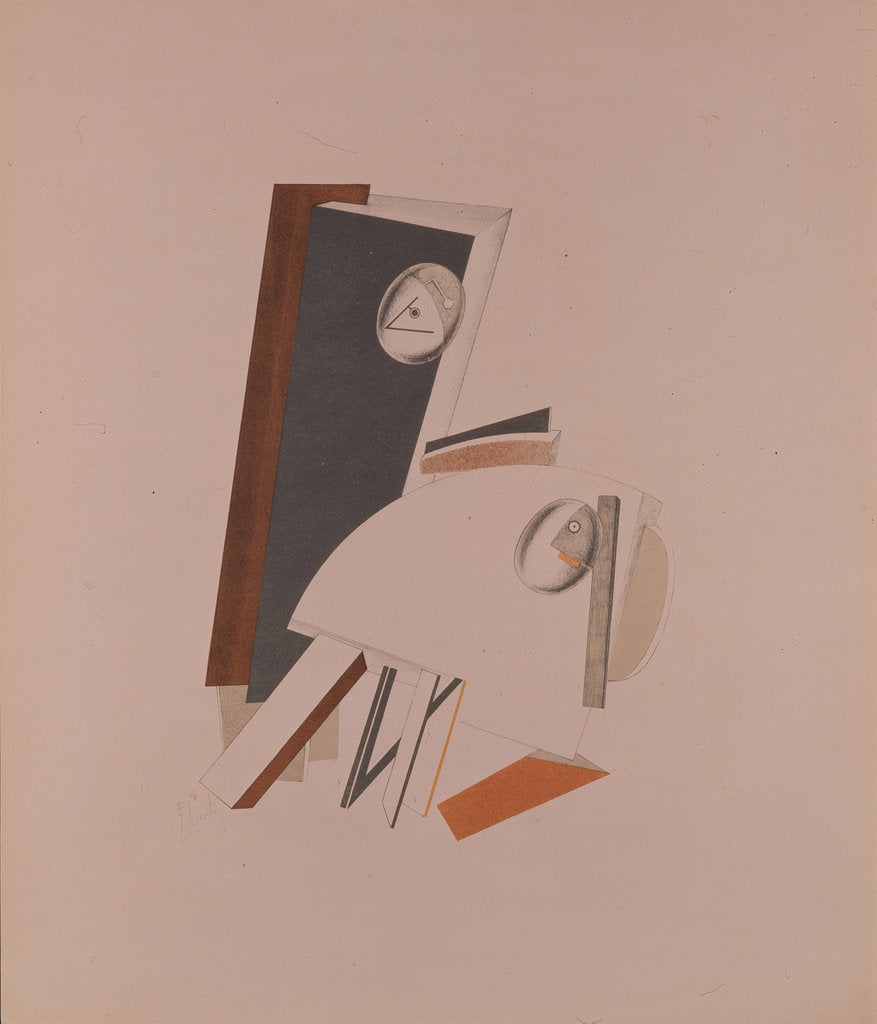 Detail of The cowards. Figurine for the opera Victory over the sun by A. Kruchenych, 1920-1921 by El Lissitzky