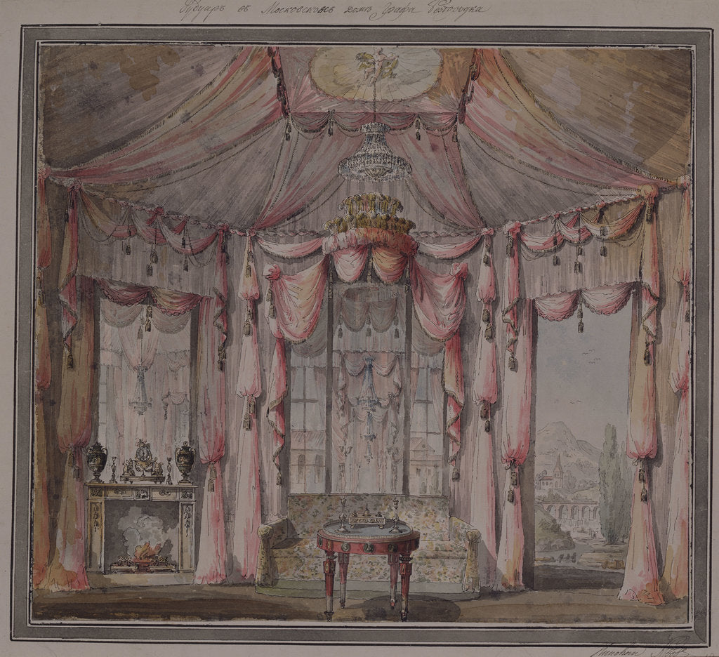 Detail of Interior design for the boudoir in the Count Bezborodko House in Moscow, 1790s by Nikolai Alexandrovich Lvov