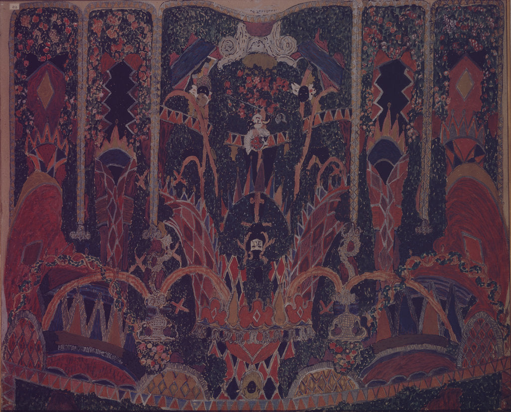 Detail of Design of Masquerade curtain for the theatre play The Masquerade by M. Lermontov, 1917 by Alexander Yakovlevich Golovin