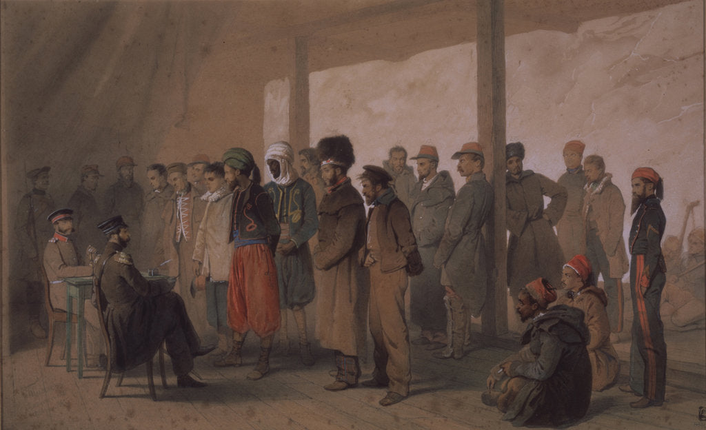 Detail of The Interrogation, 1855 by Vasily Timm