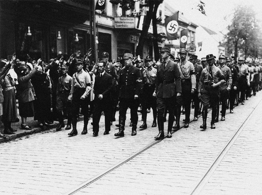Detail of Propagandistically staged funeral procession with prominent National Socialists in Berlin-Köpenick o by Anonymous