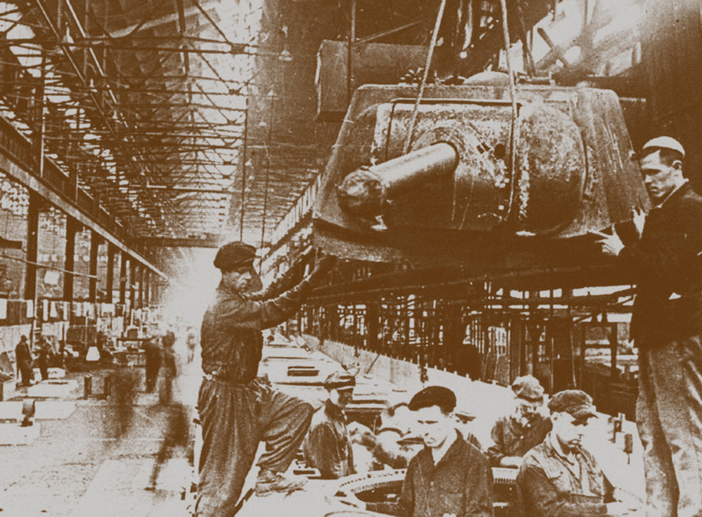 Detail of Construction of the T-34 tanks at the Kirov factory in Chelyabinsk by Anonymous