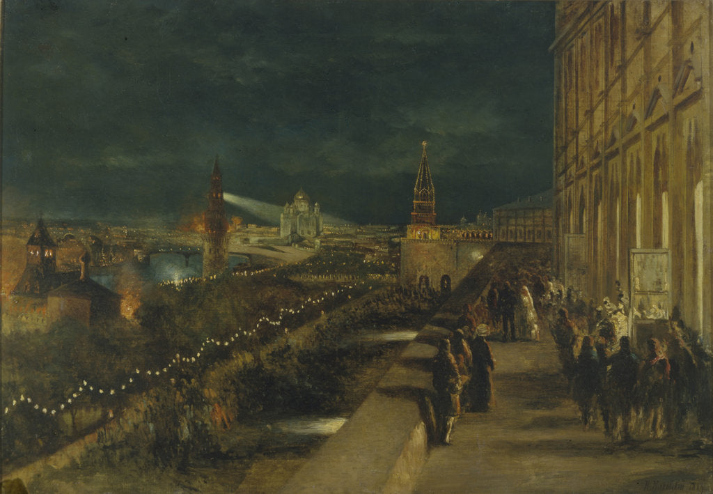 Detail of Illumination of Moscow on the occasion of the Coronation of Emperor Alexander III on 15th May 1883 by Nikolai Yegorovich Makovsky