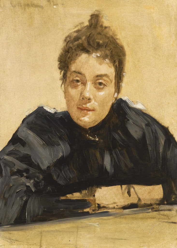 Detail of Portrait of the artist Maria Yakunchikova-Weber by Valentin Alexandrovich Serov