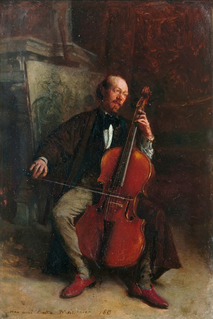 Detail of Portrait of the composer Alexandre Batta by Ernest Jean Louis Meissonier