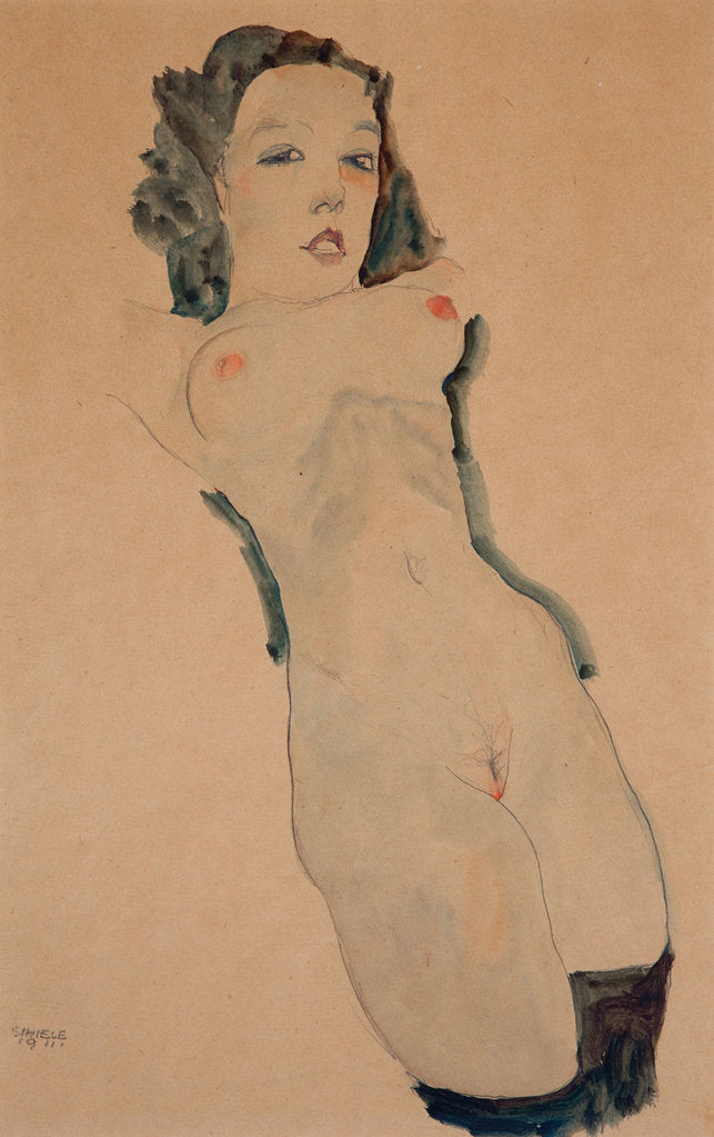 Detail of Reclining Nude with Black Stockings by Egon Schiele