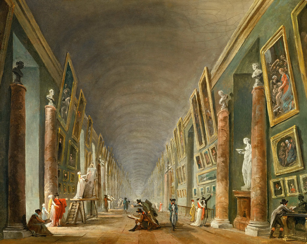 Detail of The Grand Galery of the Louvre by Hubert Robert