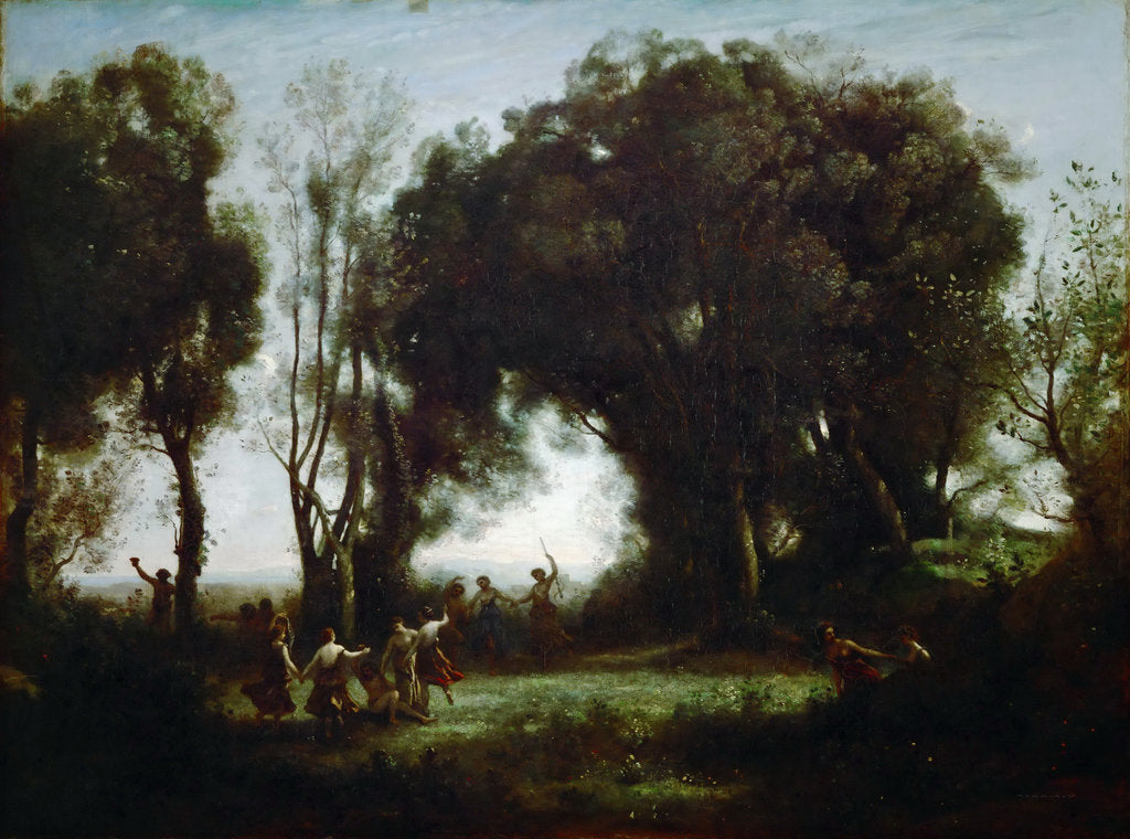 Detail of The Dance of the Nymphs by Jean-Baptiste Camille Corot