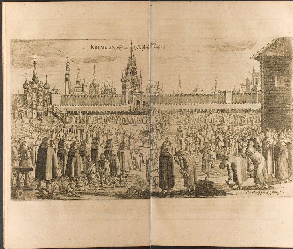 Detail of The donkey walk in the Moscow Kremlin by Christian Lorenzen Rothgiesser