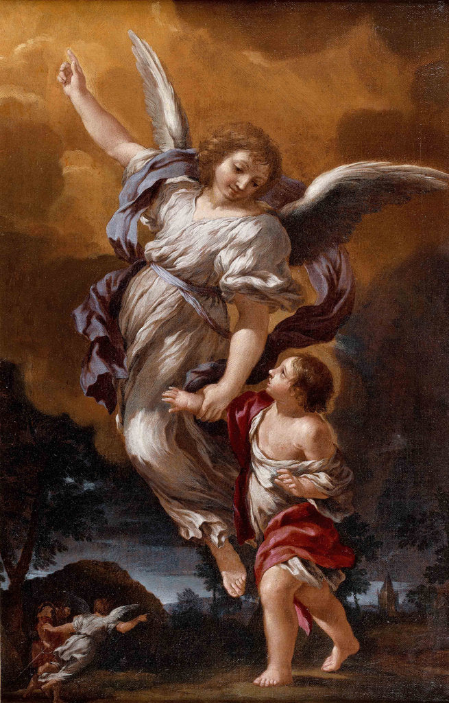 Detail of The Guardian Angel (after Pietro da Cortona) by Ciro Ferri
