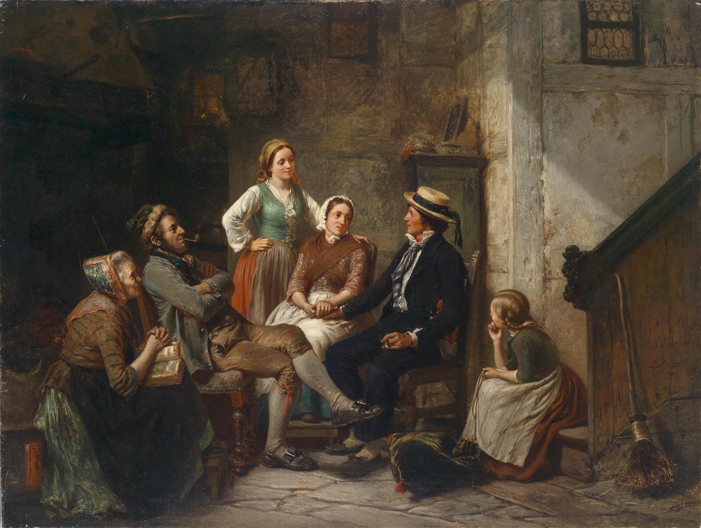 Detail of Return of the young sailor by Carl Wilhelm Huebner