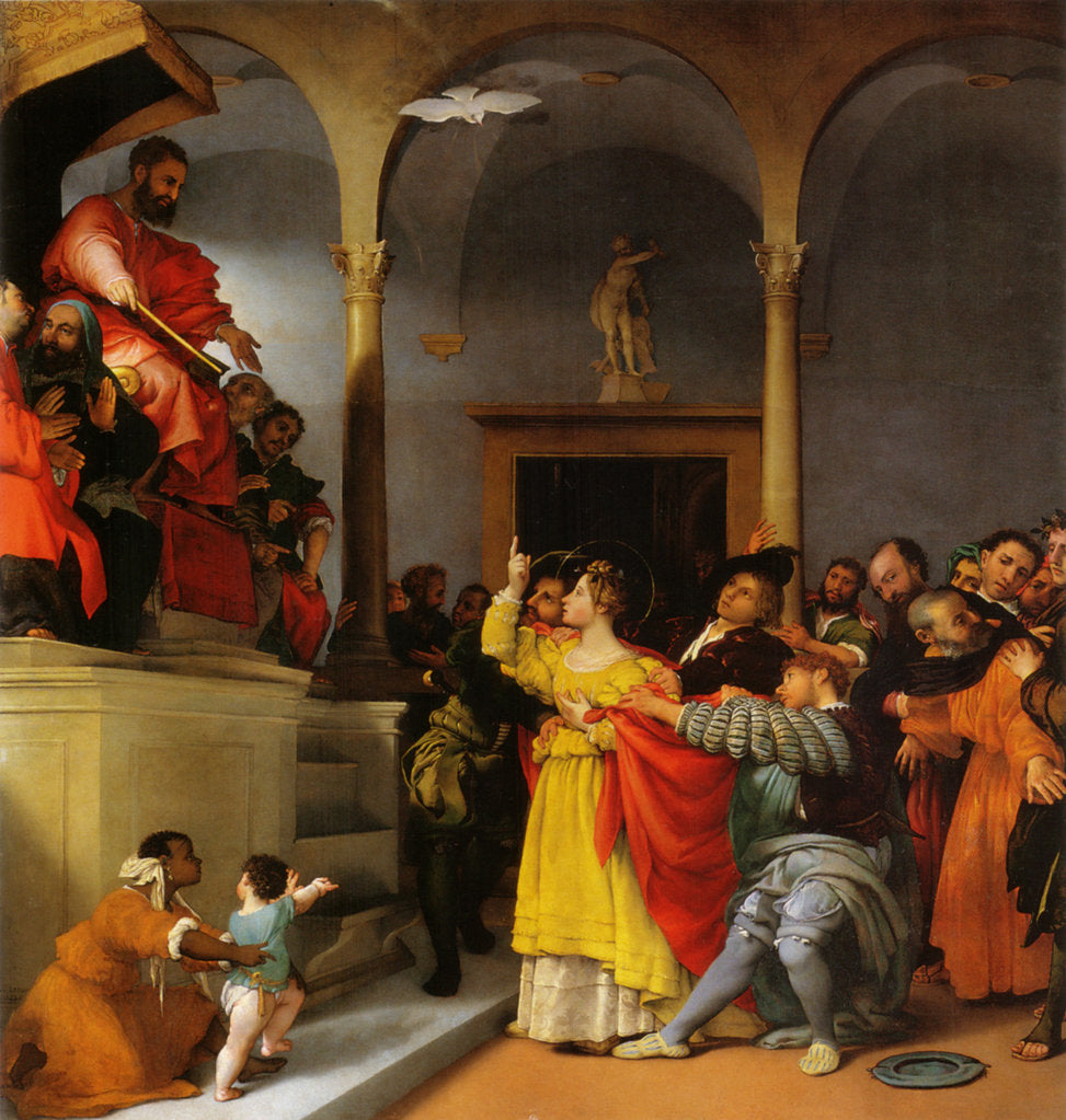 Detail of Altar of St. Lucia. Saint Lucia Before The Judge by Lorenzo Lotto