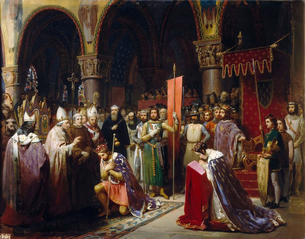 Detail of King Louis VII takes the standard at Saint-Denis by Jean-Baptiste Mauzaisse