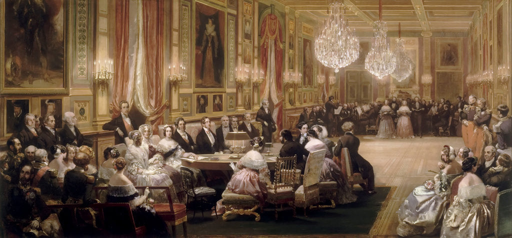 Detail of Concert in the Galerie des Guise at Chateau dEu, 4th September 1843 by Eugène Louis Lami
