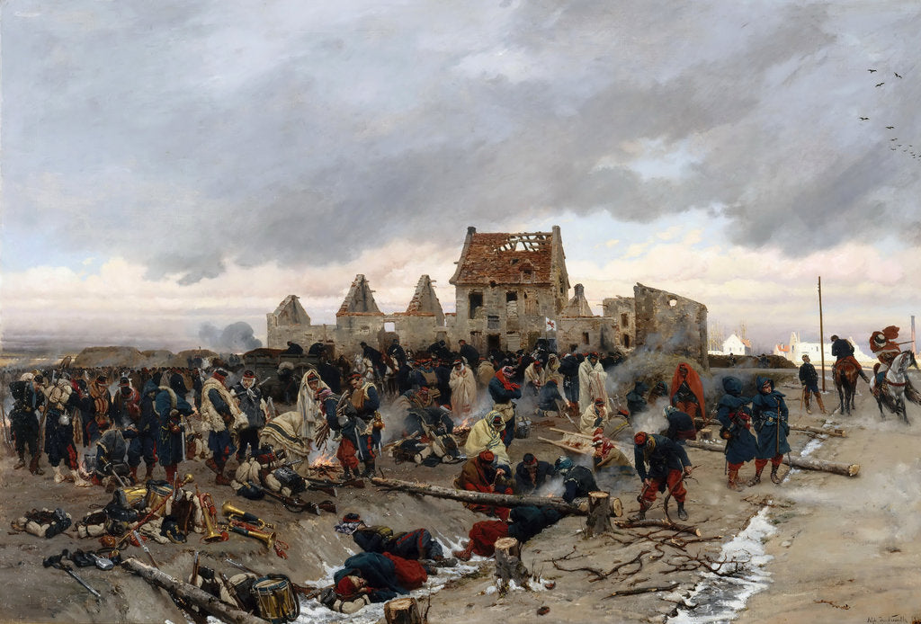 Detail of Bivouac at Le Bourget by Alphonse Marie de Neuville