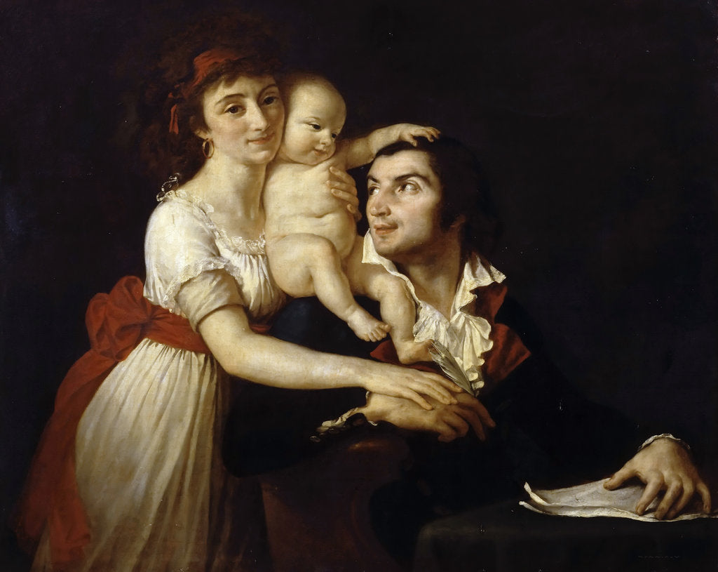 Detail of Camille Desmoulins with his wife Lucile and child by Jacques Louis David
