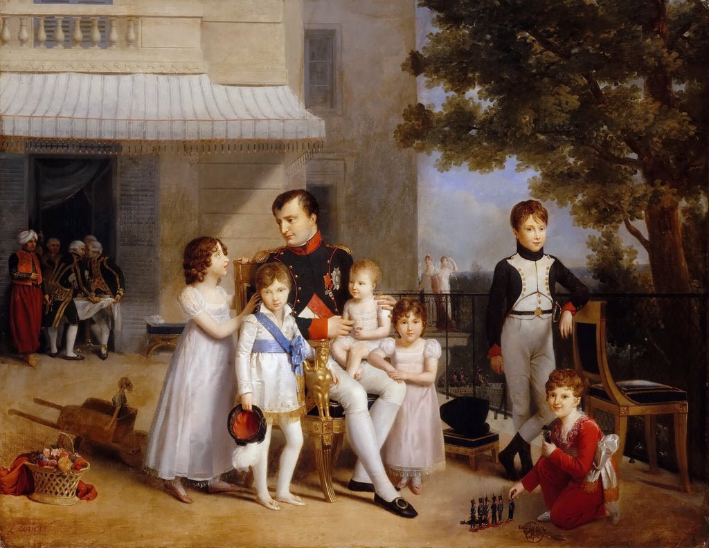 Detail of The Emperor Napoleon I on the terrace of the Château Saint-Cloud surrounded by his children by Louis Ducis