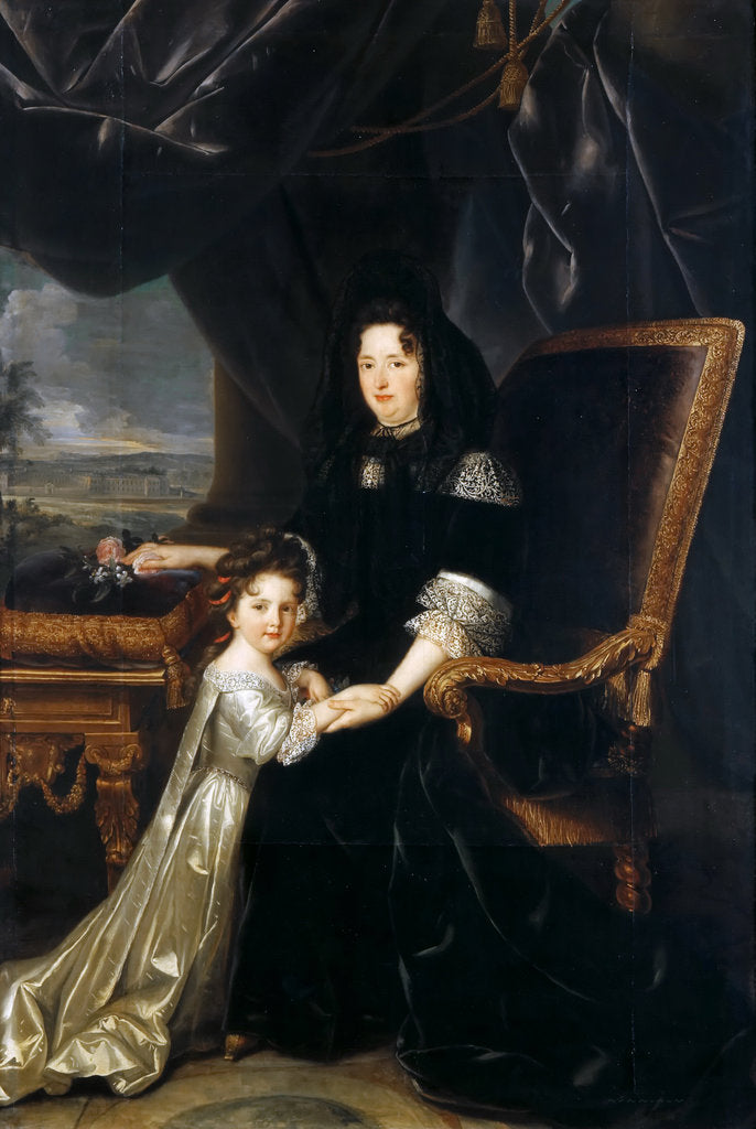 Detail of Françoise dAubigné, Marquise de Maintenon with her niece by Louis Ferdinand Elle the Younger