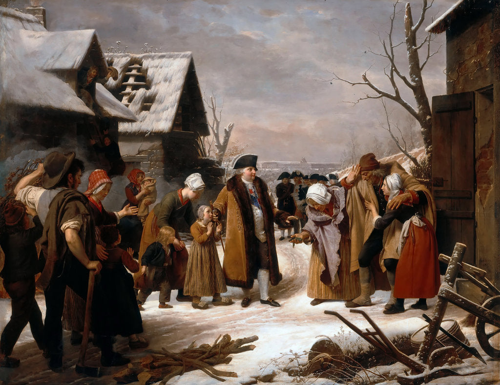 Detail of Louis XVI Distributing Alms to the Poor of Versailles during the Winter of 1788 by Louis Hersent