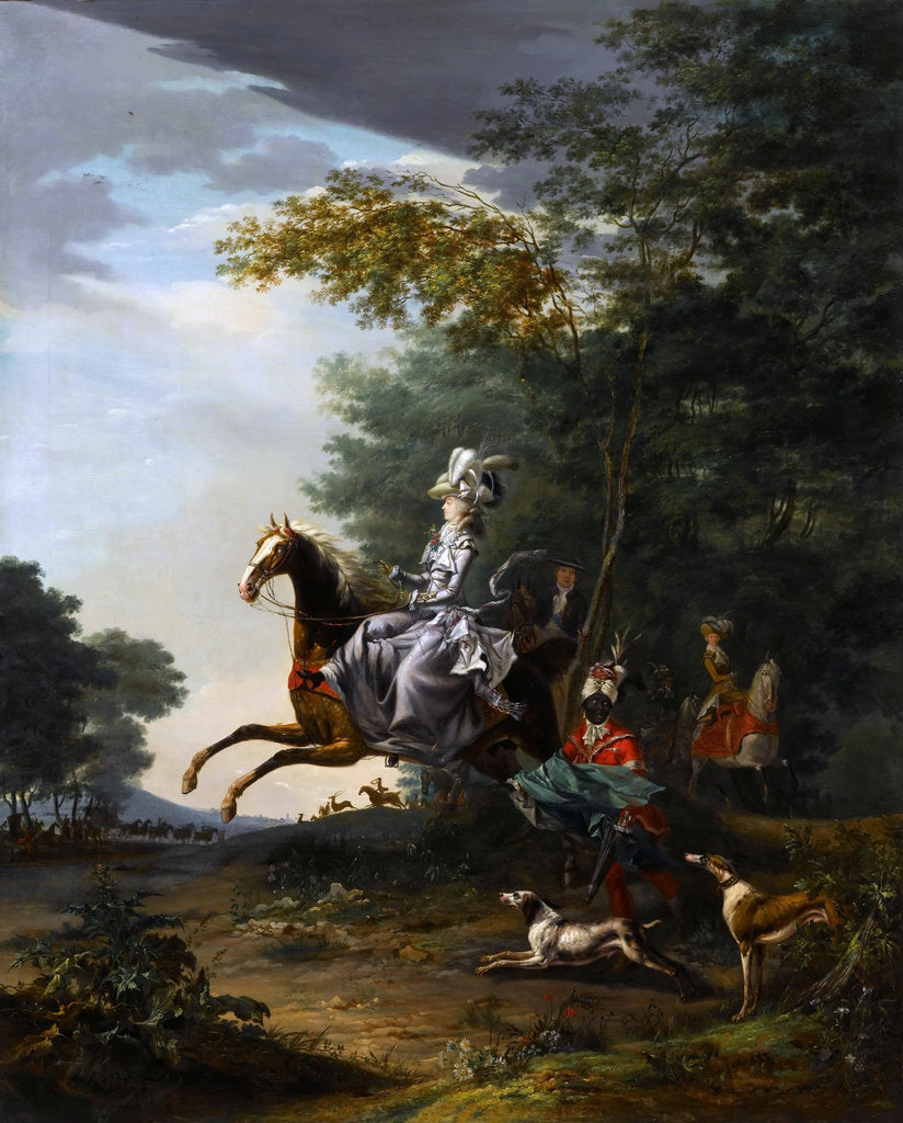 Detail of Marie-Antoinette Hunting with Dogs by Louis-Auguste Brun de Versoix